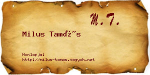 Milus Tamás névjegykártya